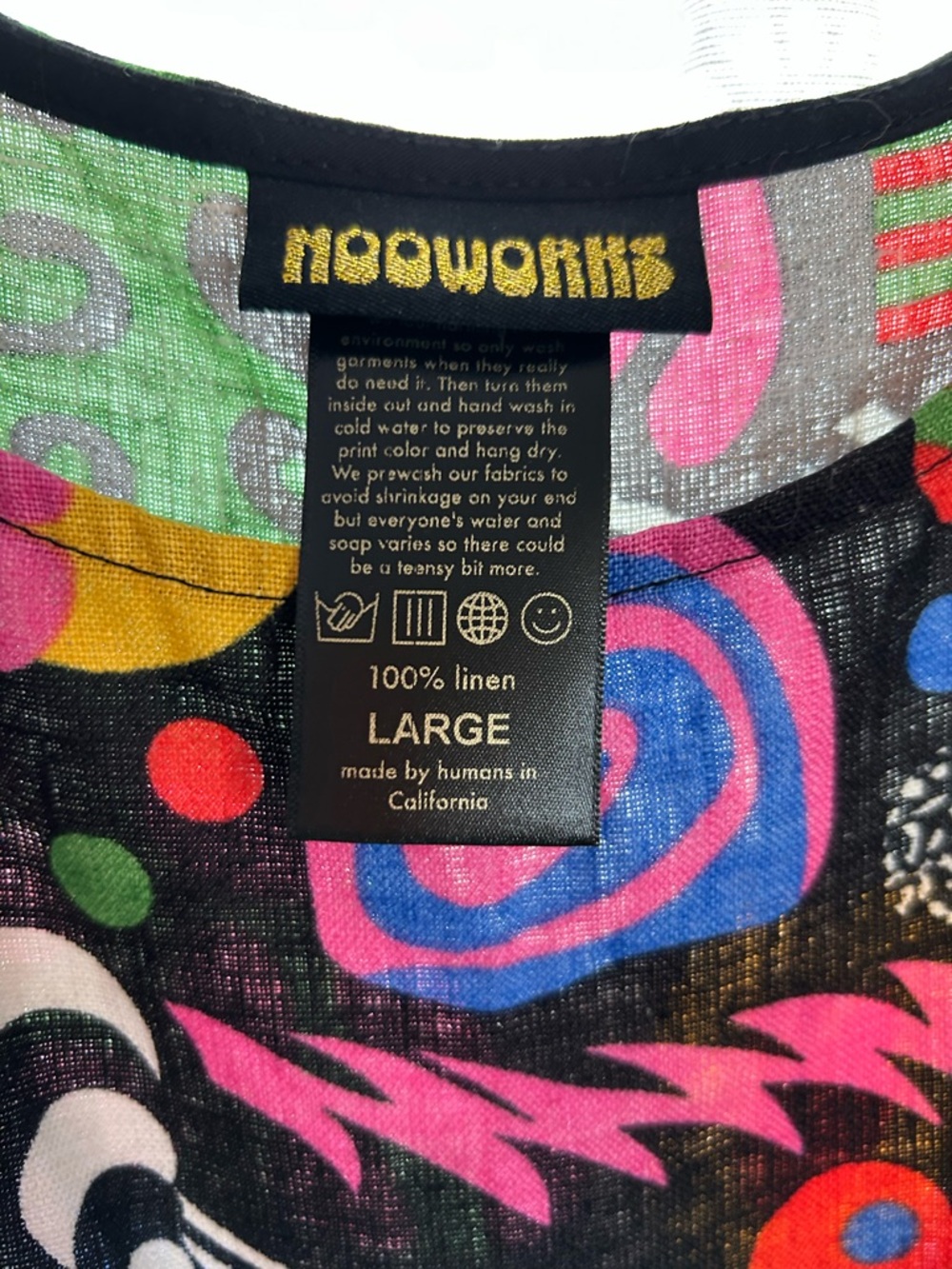Nooworks “Party Mix” Naomi Linen Black Multi Abstract Maxi Tank Dress - Picture 5 of 7